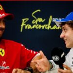 Lewis Hamilton, Ferrari, Andrea Kimi Antonelli, Mercedes at the Press Conference Photo by: Sam Bagnall / Motorsport Images