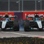 MONTREAL, QUEBEC - MAY 23: Andrea Kimi Antonelli of Italy driving the (12) Mercedes AMG Petronas F1 Team W17 and George Russell of Great Britain driving the (63) Mercedes AMG Petronas F1 Team W17 battle for the lead during the Sprint ahead of the F1 Grand Prix of Canada at Circuit Gilles-Villeneuve on May 23, 2026 in Montreal, Quebec. (Photo by Alastair Staley/LAT Images)