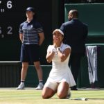 Wimbledon - All England Lawn Tennis and Croquet Club, London, Britain - July 4, 2026 Philippines' Alexandra Eala celebrates after winning her third round match against Poland's Iga Swiatek REUTERS/Toby Melville