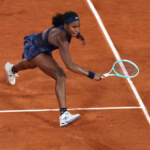 Coco Gauff of United States plays a backhand against Lois Boisson of France in the Women's Singles Semi Final match on Day Twelve of the 2025 French Open at Roland Garros, on June 5, 2025, in Paris,. Clive Brunskill/Getty Images